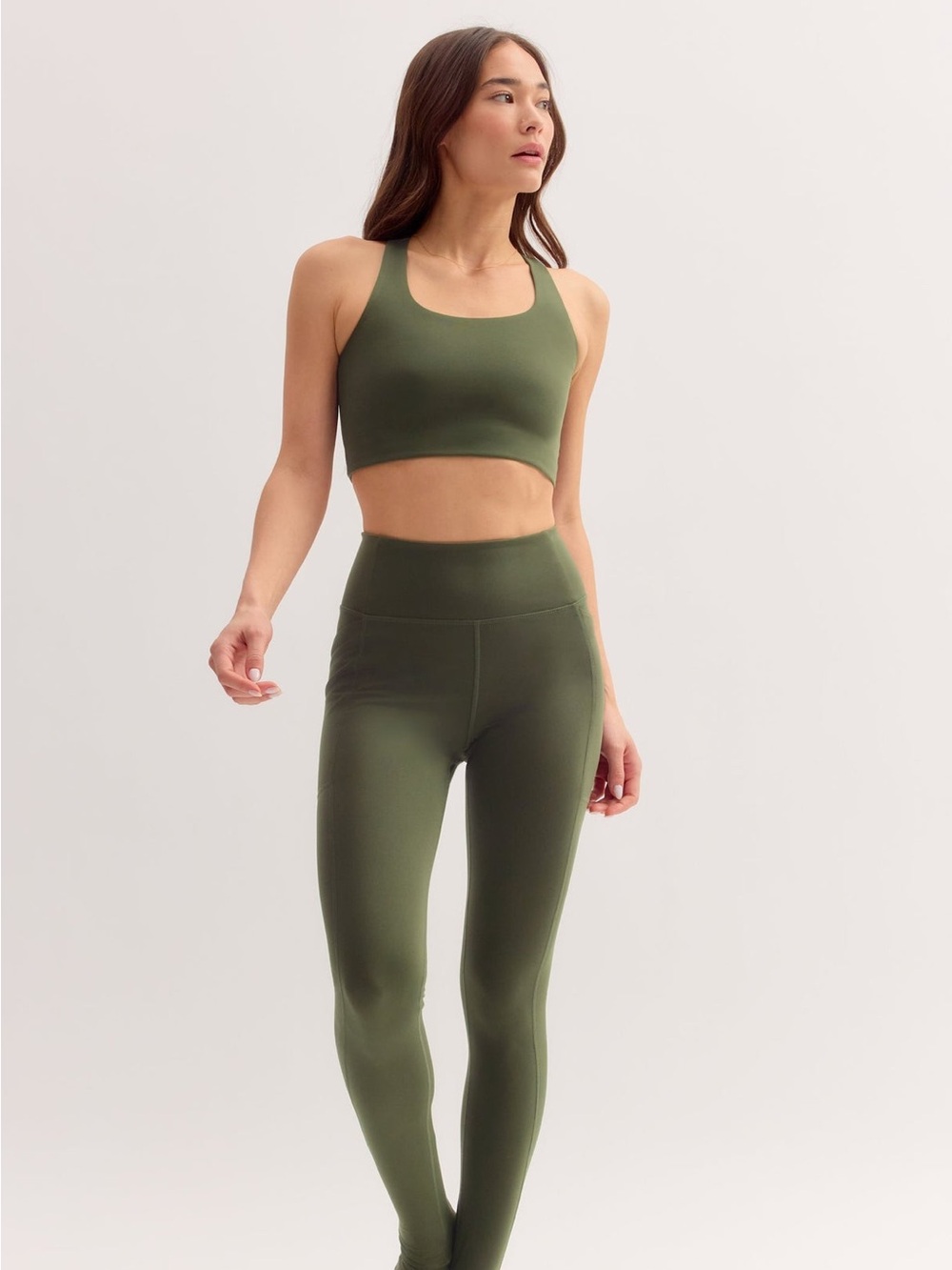 Girlfriend Collective Lichen Compressive Pocket Legging Olive Green XS